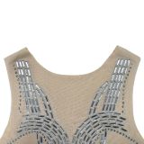 Women Solid mesh Beaded Mini Dress
