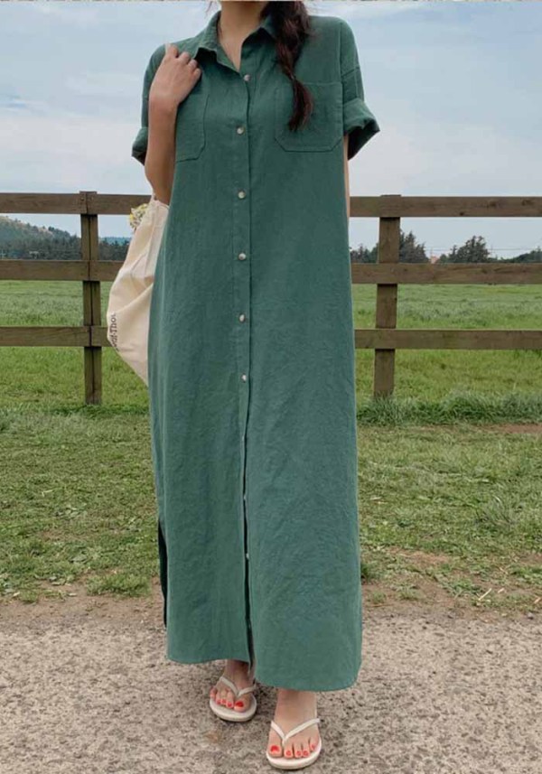 Women Summer Short Sleeve Maxi Dress