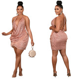 Women sexy sequined suspender dress