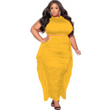 Plus Size Women Sexy Tassel Sleeveless Top And Skirt Two-piece Set