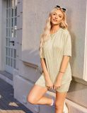 Spring Summer Casual Short Sleeve Pajamas Fashion Two Piece Shorts Set