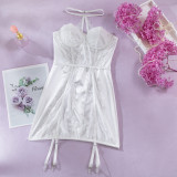 Lace See-Through Halter Neck Pajamas Feminine One-Piece Night Dress