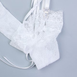 Embroidered Butterfly Patches  Lace-Up Garter Sexy Lingerie