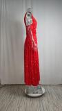 Summer Women's Solid Color Chic Slash Shoulder High Waisted Irregular Long Dress