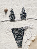 Women Sexy Bikini Color Block Backless Lace-Up Swimwear