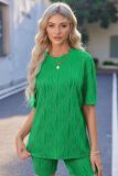 Spring Summer Casual Short Sleeve Pajamas Fashion Two Piece Shorts Set