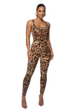 Women Printed Sleeveless Ribbed Square Neck Backless Jumpsuit