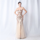 Plus Size Women Sequin Formal Party Maxi Evening Dress