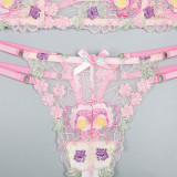 Floral Embroidery See-Through Two-Piece Lingerie Set