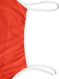 Women Sexy Contrast Color Suspender Dress