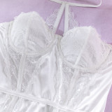 Lace See-Through Halter Neck Pajamas Feminine One-Piece Night Dress