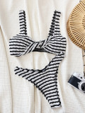 Women Black and White Contrast Color Sexy Bikini Two Pieces Swimwear