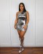 Summer Women's Fit Goldfinger Texture Sexy Slash Shoulder Pencil Skirt
