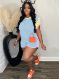 Summer Trendy Loose Round Neck Casual Two-Piece Shorts Set