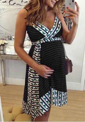 Women's Printed Strap Maternity Dress