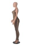 Women Printed Sleeveless Ribbed Square Neck Backless Jumpsuit