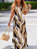 Summer Fashion Printed Round Neck Sleeveless Slim Dress