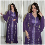 Women Muslim Beaded Robe Two Piece Set