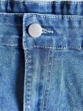 Summer Plus Size Elastic Patch Denim Shorts