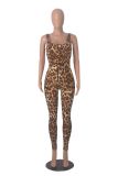 Women Printed Sleeveless Ribbed Square Neck Backless Jumpsuit