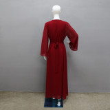 Women Muslim Beaded Robe Two Piece Set