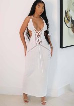 Women's Fashion Casual Sexy Strappy Cutout Low Back Knitting Dress