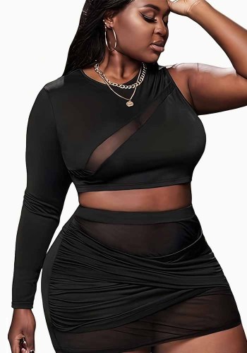 Women's Spring Chic Elegant Asymmetric Single Long Sleeve Two Piece Skirt Set