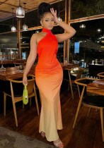 Summer Sexy Halter Neck Slash Shoulder Low Back Gradient Bodycon Dress Summer Sexy Halter Neck Slash Shoulder Low Back Gradient Bodycon Dress