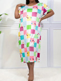 Plus Size Women Loose Casual Print Dress