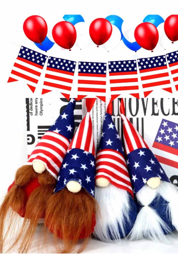 American Gnome Faceless Doll American Holiday Ornament