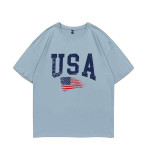 Women Summer Casual American Flag Letter Printed T-Shirt