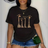 Plus Size Women's Fashion Style Trendy Printed Summer Short Sleeve T-Shirt