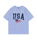 Women Summer Casual American Flag Letter Printed T-Shirt