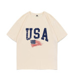 Women Summer Casual American Flag Letter Printed T-Shirt
