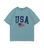 Women Summer Casual American Flag Letter Printed T-Shirt