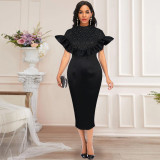 Elegant Chic Half Turtleneck Lace Party Dress