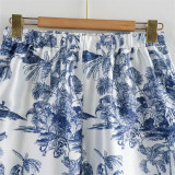 Summer Women loose long-sleeved printed shirt And Pant two-piece set