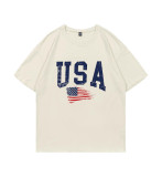 Women Summer Casual American Flag Letter Printed T-Shirt