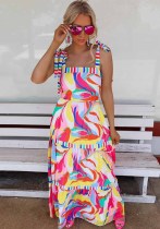 Women Summer Holidays Printed Suspender Dress Women Summer Holidays Printed Suspender Dress