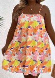 Plus Size Women Summer Holidays Loose Strap Dress