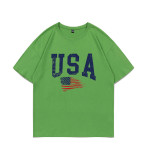 Women Summer Casual American Flag Letter Printed T-Shirt