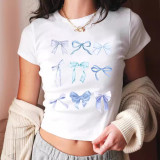 Women's Trendy Summer Slim Bow Short Sleeve T-Shirt