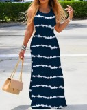 Summer Fashion Printed Round Neck Sleeveless Slim Dress