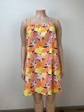 Plus Size Women Summer Holidays Loose Strap Dress