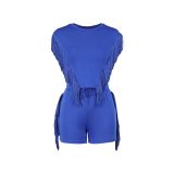 Women summer tassel vest shorts two-piece set
