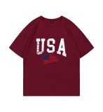 Women Summer Casual American Flag Letter Printed T-Shirt