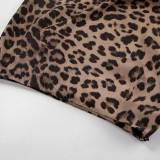 Women leopard print satin fishtail skirt