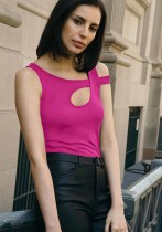 Women Streetwear Solid Off-Shoulder Backless Hollow Sexy Irregular Top Women Streetwear Solid Off-Shoulder Backless Hollow Sexy Irregular Top