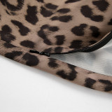 Women leopard print satin fishtail skirt