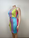 Plus Size Women Clothing Color Block Sexy Top Bodycon Sskirt Two Piece Set